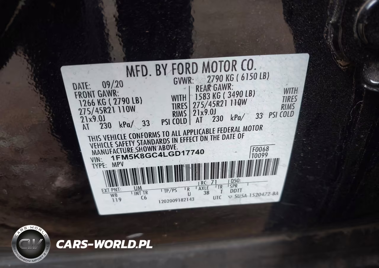 2020 Ford Explorer St VIN:1FM5K8GC4LGD17740 - 9