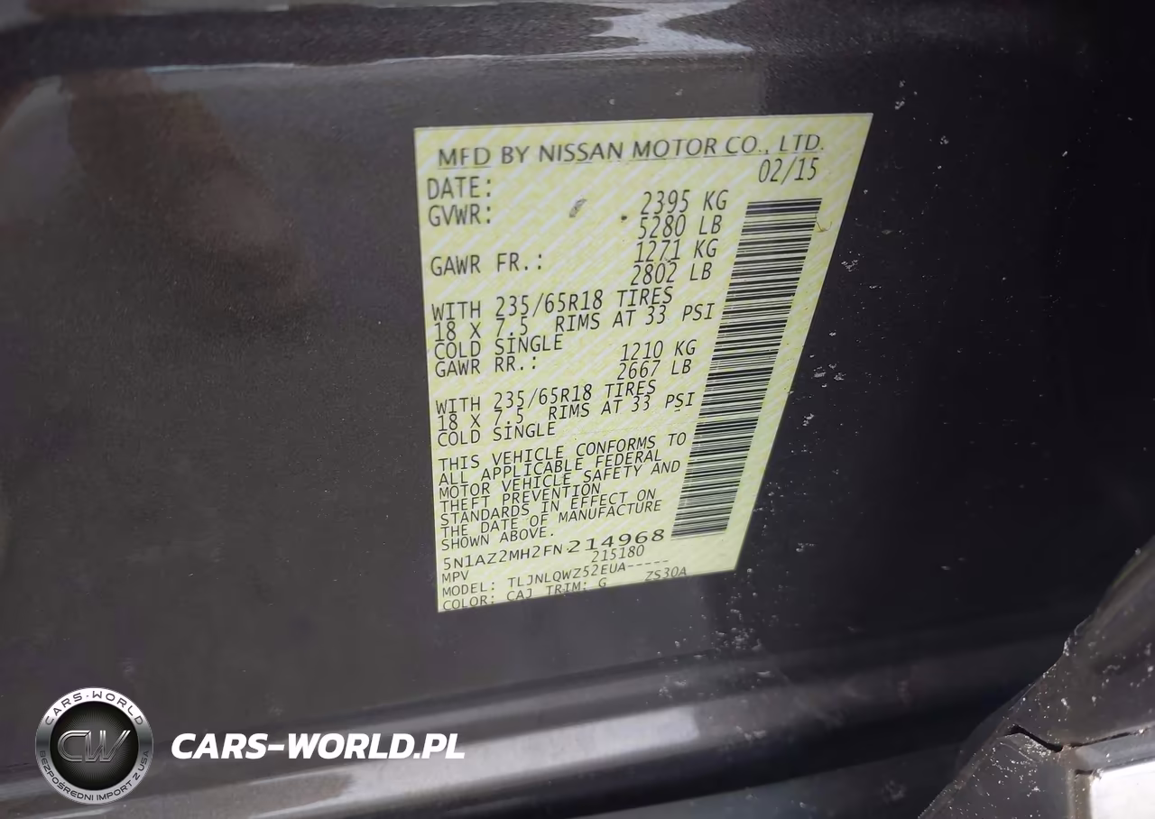 2015 Nissan Murano Sv VIN:5N1AZ2MH2FN214968 - 9