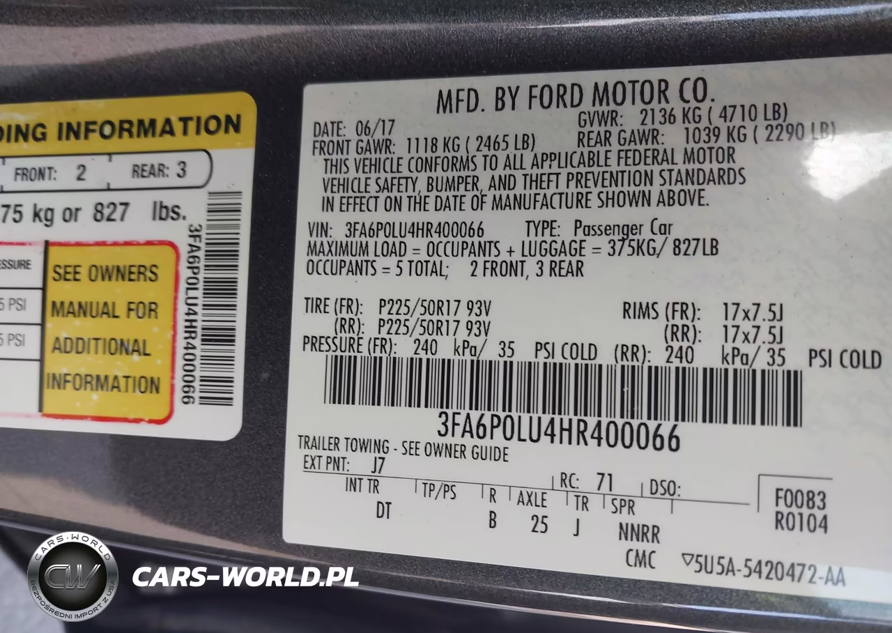 2017 Ford Fusion Hybrid Se VIN:3FA6P0LU4HR400066 - 9