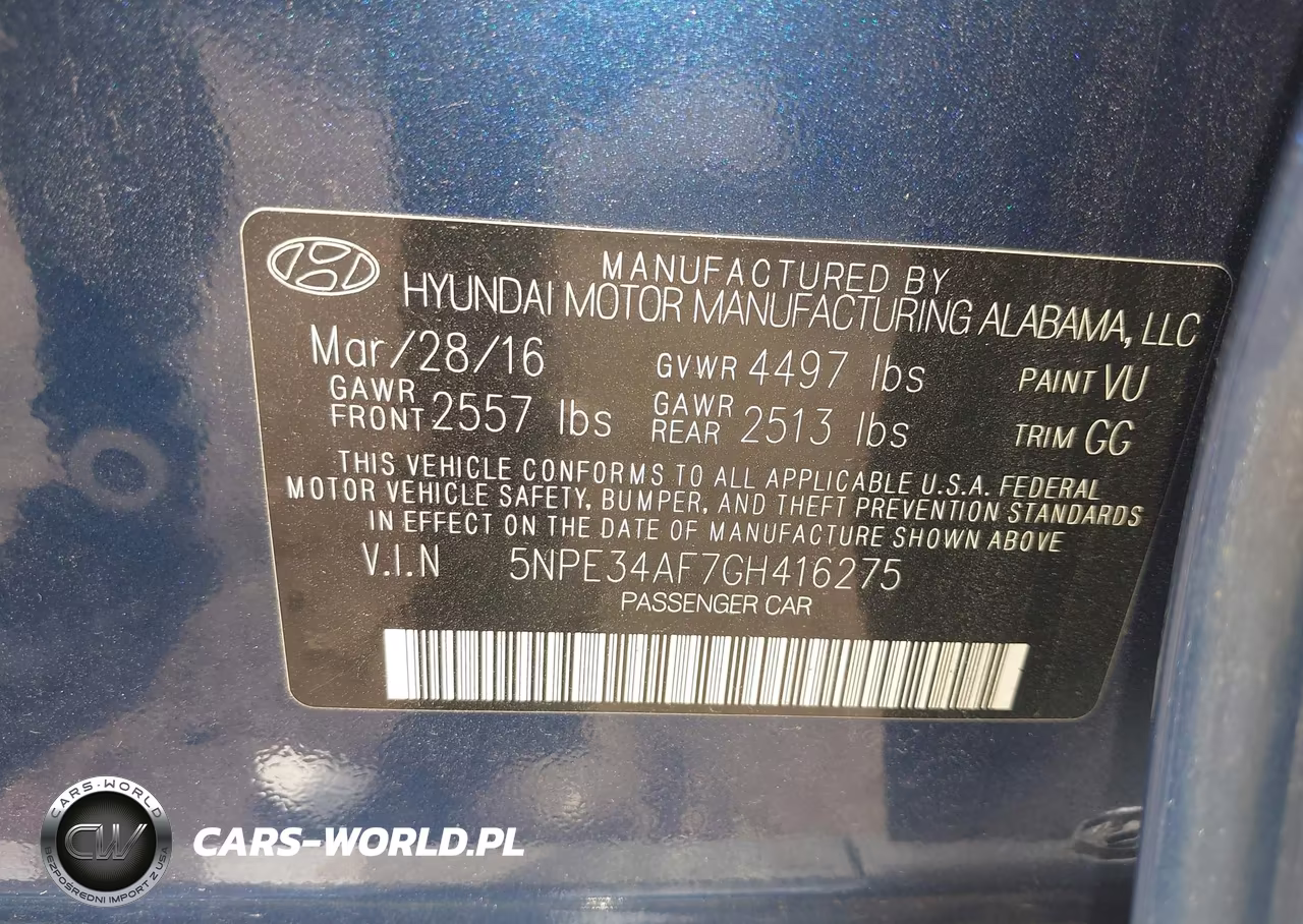 2016 Hyundai Sonata Sport VIN:5NPE34AF7GH416275 - 9