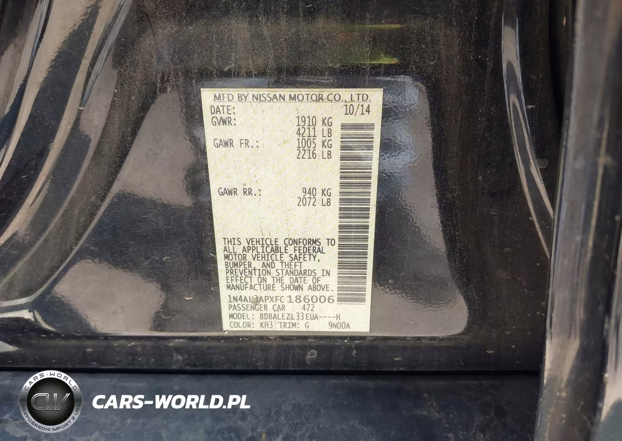 2015 Nissan Altima 2.5 S VIN:1N4AL3APXFC186006 - 9