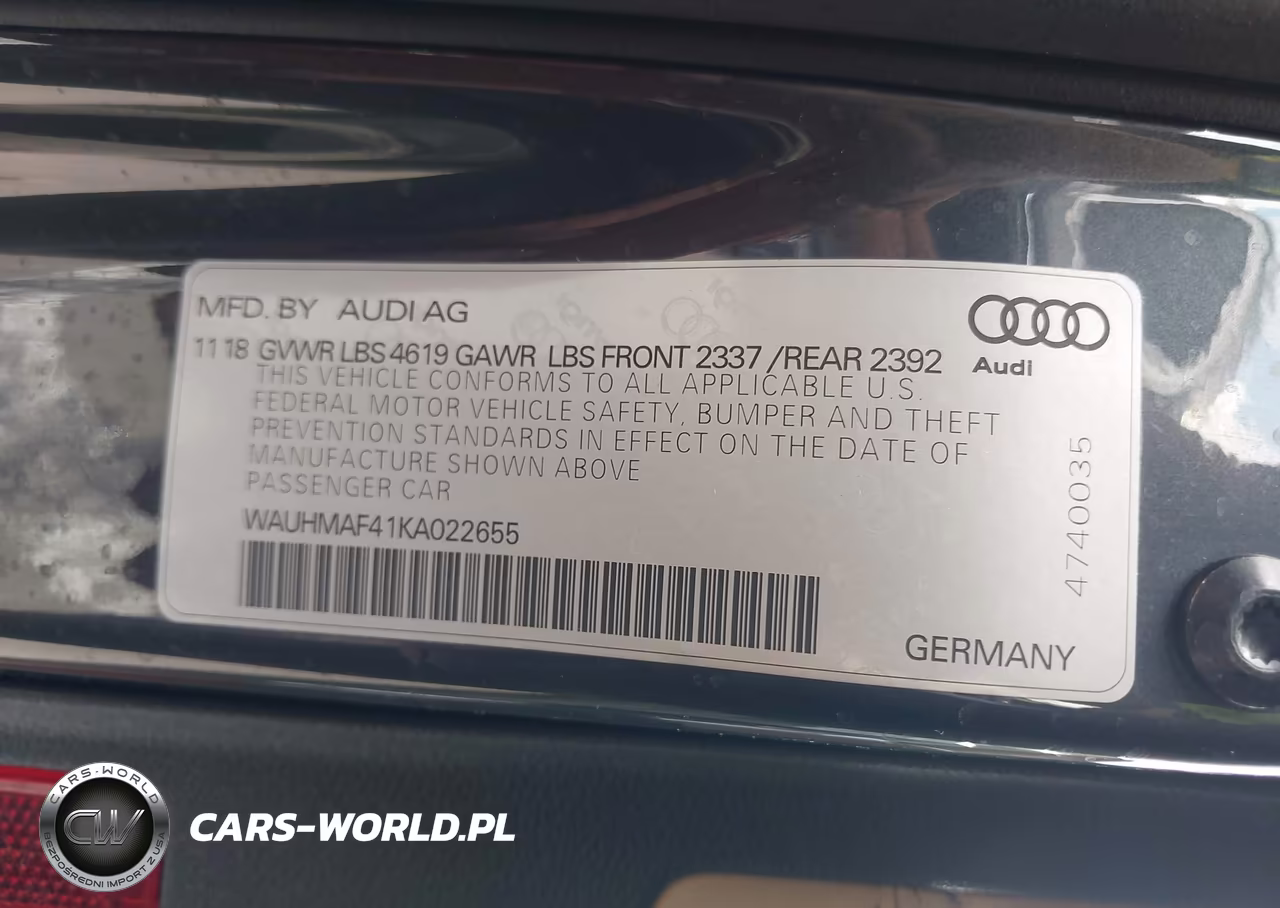 2019 Audi A4 40 Premium VIN:WAUHMAF41KA022655 - 9