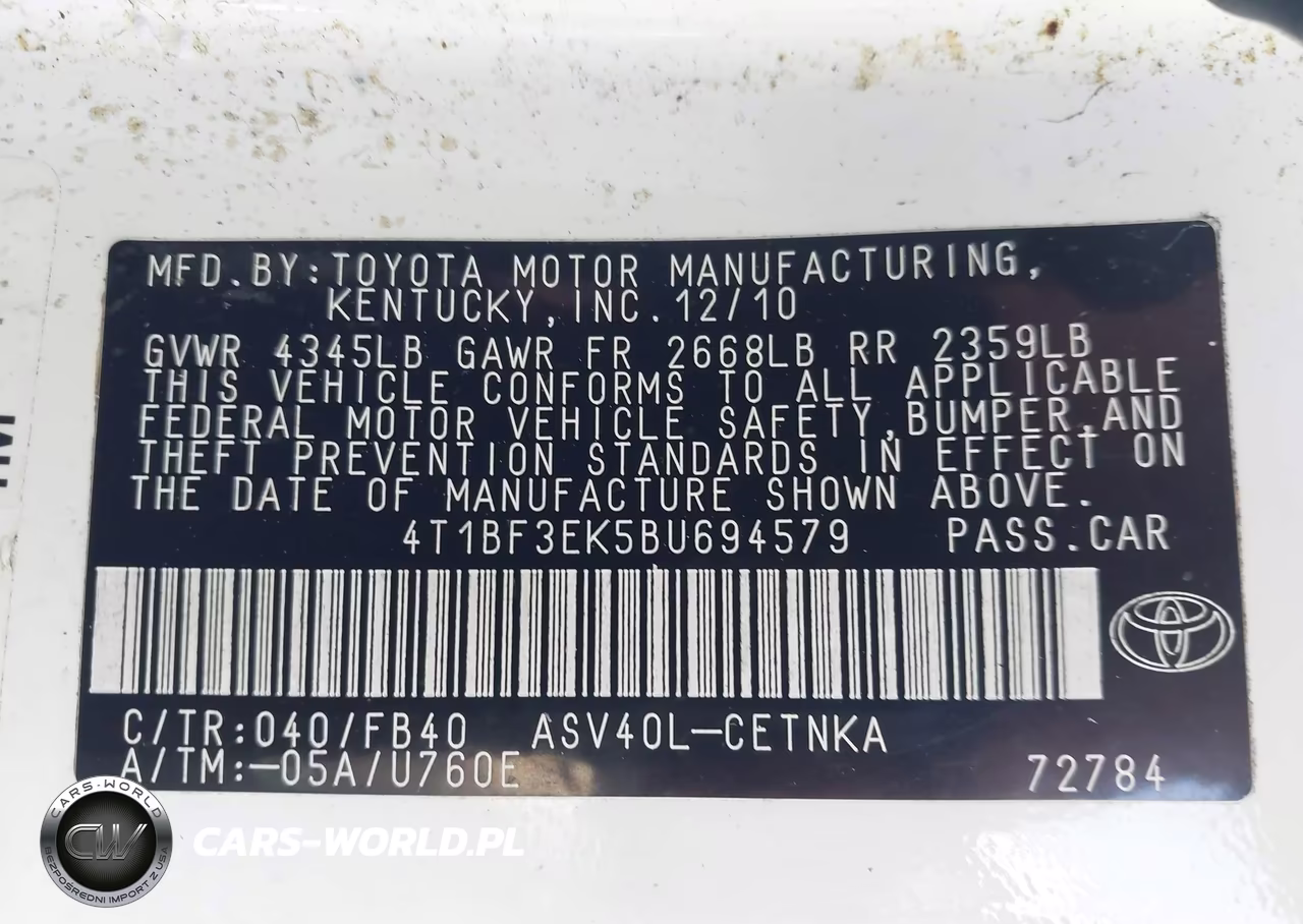 2011 Toyota Camry VIN:4T1BF3EK5BU694579 - 9