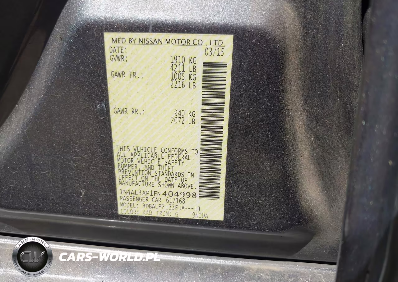 2015 Nissan Altima 2.5 S VIN:1N4AL3AP1FN404998 - 9