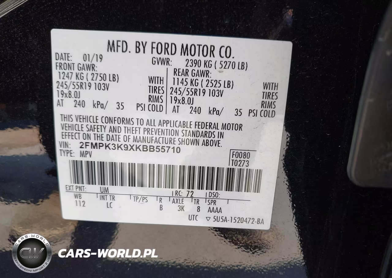 2019 Ford Edge Titanium VIN:2FMPK3K9XKBB55710 - 9