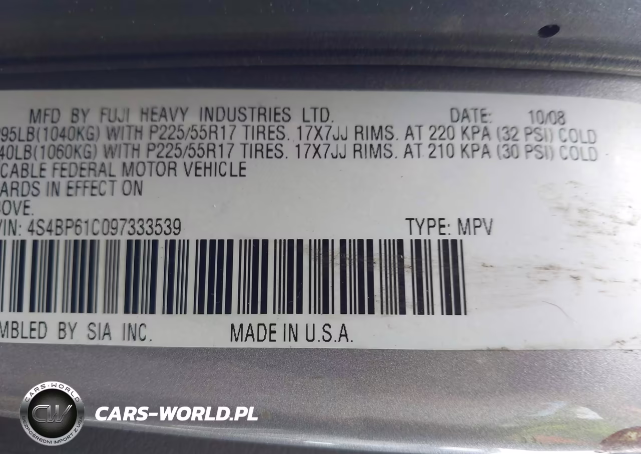 2009 Subaru Outback 2.5I VIN:4S4BP61C097333539 - 9