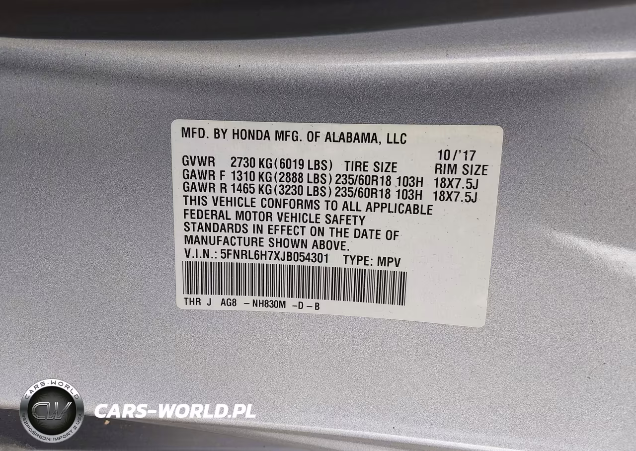 2018 Honda Odyssey Ex-L VIN:5FNRL6H7XJB054301 - 9