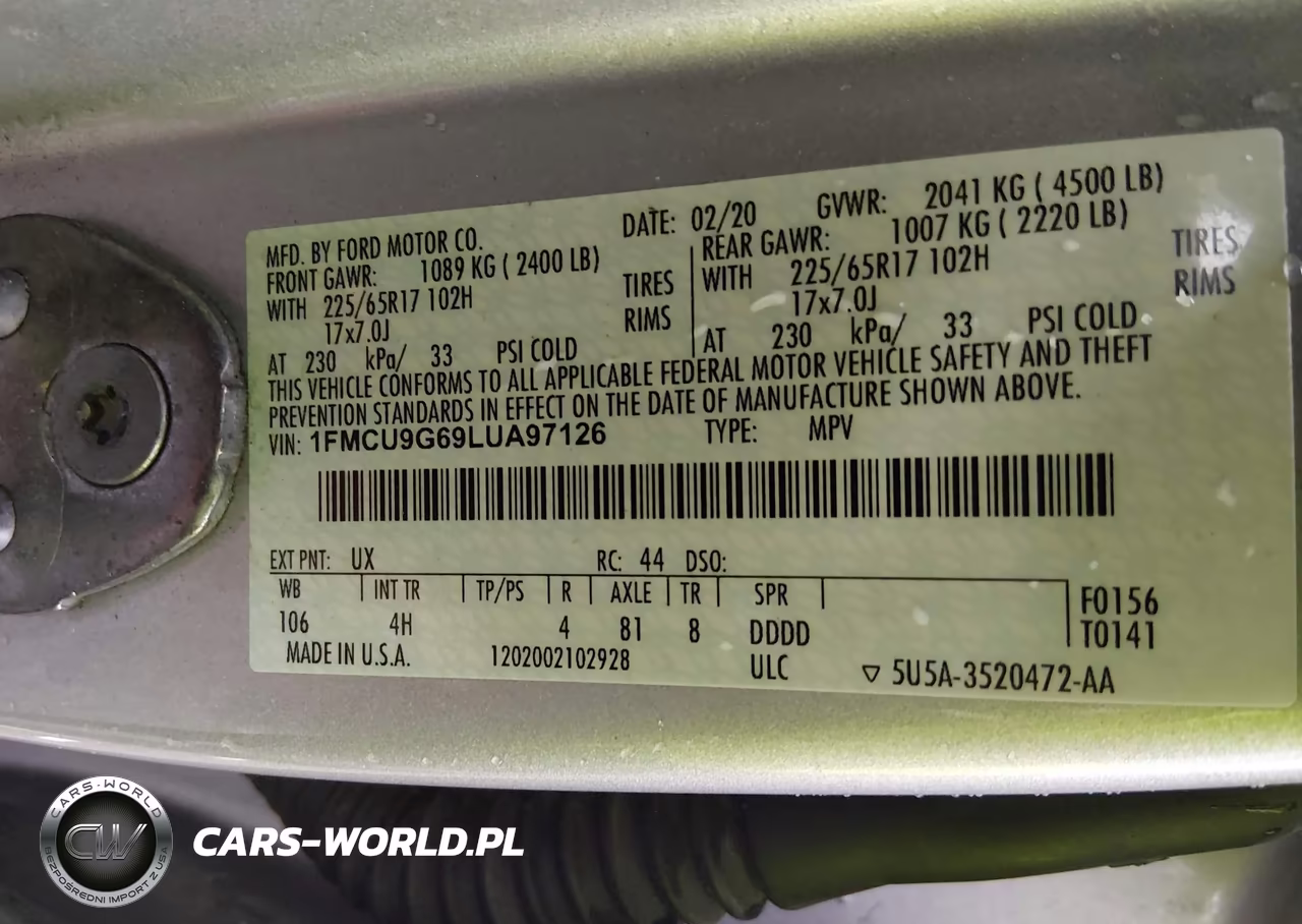 2020 Ford Escape Se VIN:1FMCU9G69LUA97126 - 9