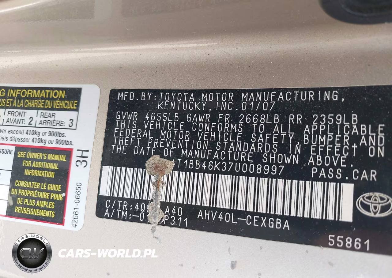 2007 Toyota Camry Hybrid VIN:4T1BB46K37U008997 - 9