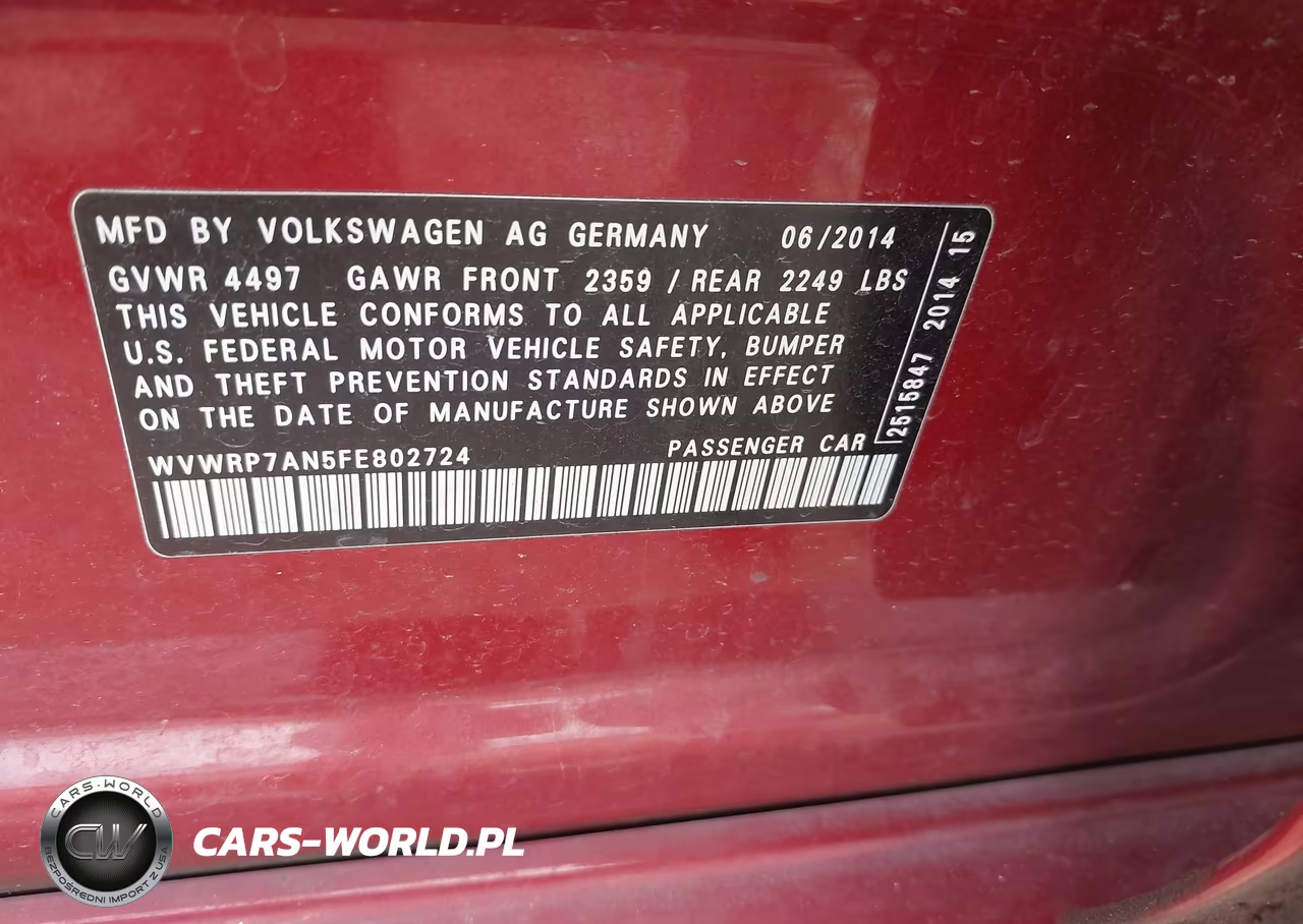 2015 Volkswagen Cc 2.0T Executive VIN:WVWRP7AN5FE802724 - 9