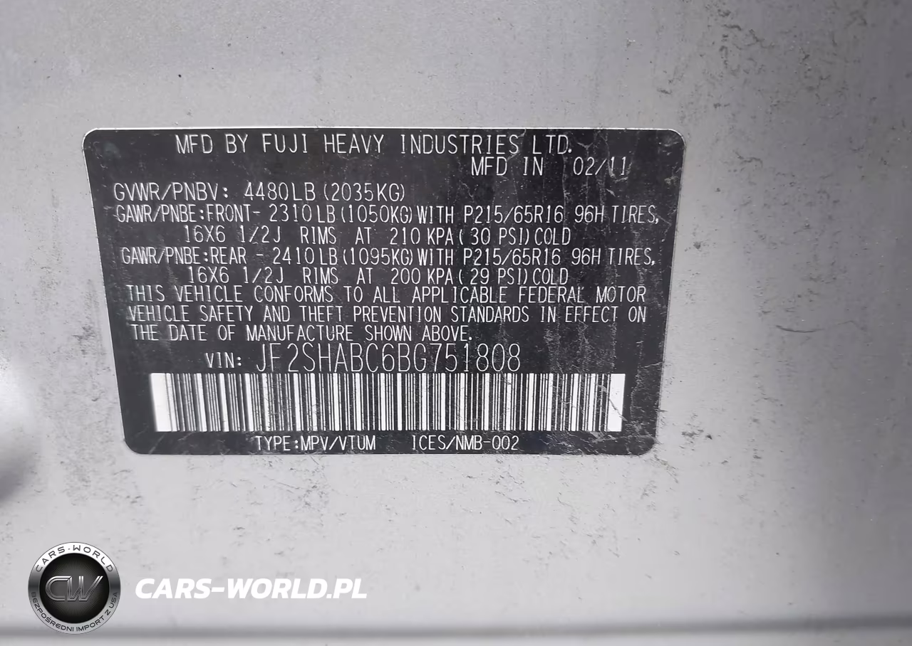 2011 Subaru Forester 2.5X VIN:JF2SHABC6BG751808 - 9