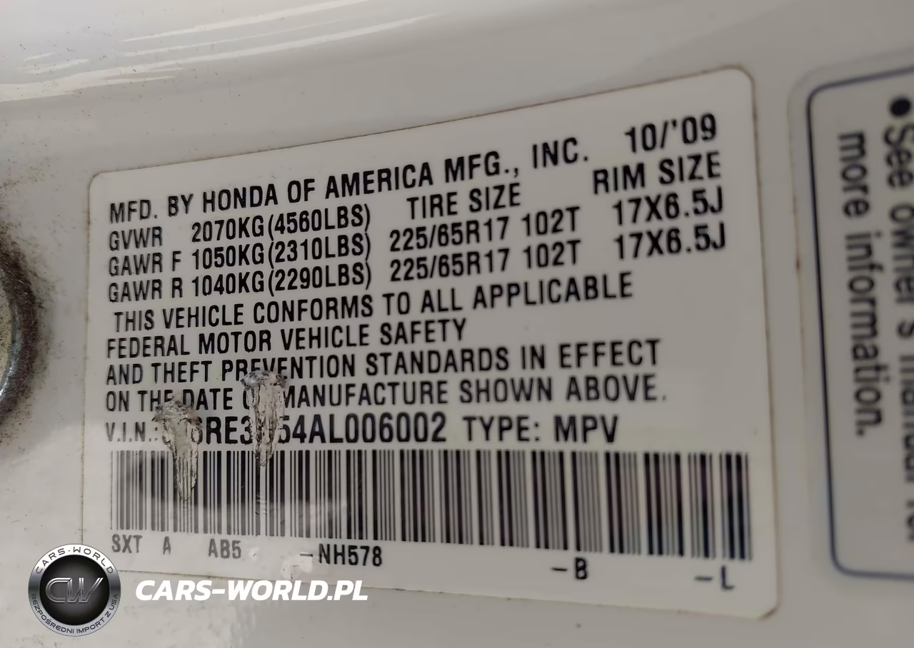 2010 Honda Cr-V Ex VIN:5J6RE3H54AL006002 - 9