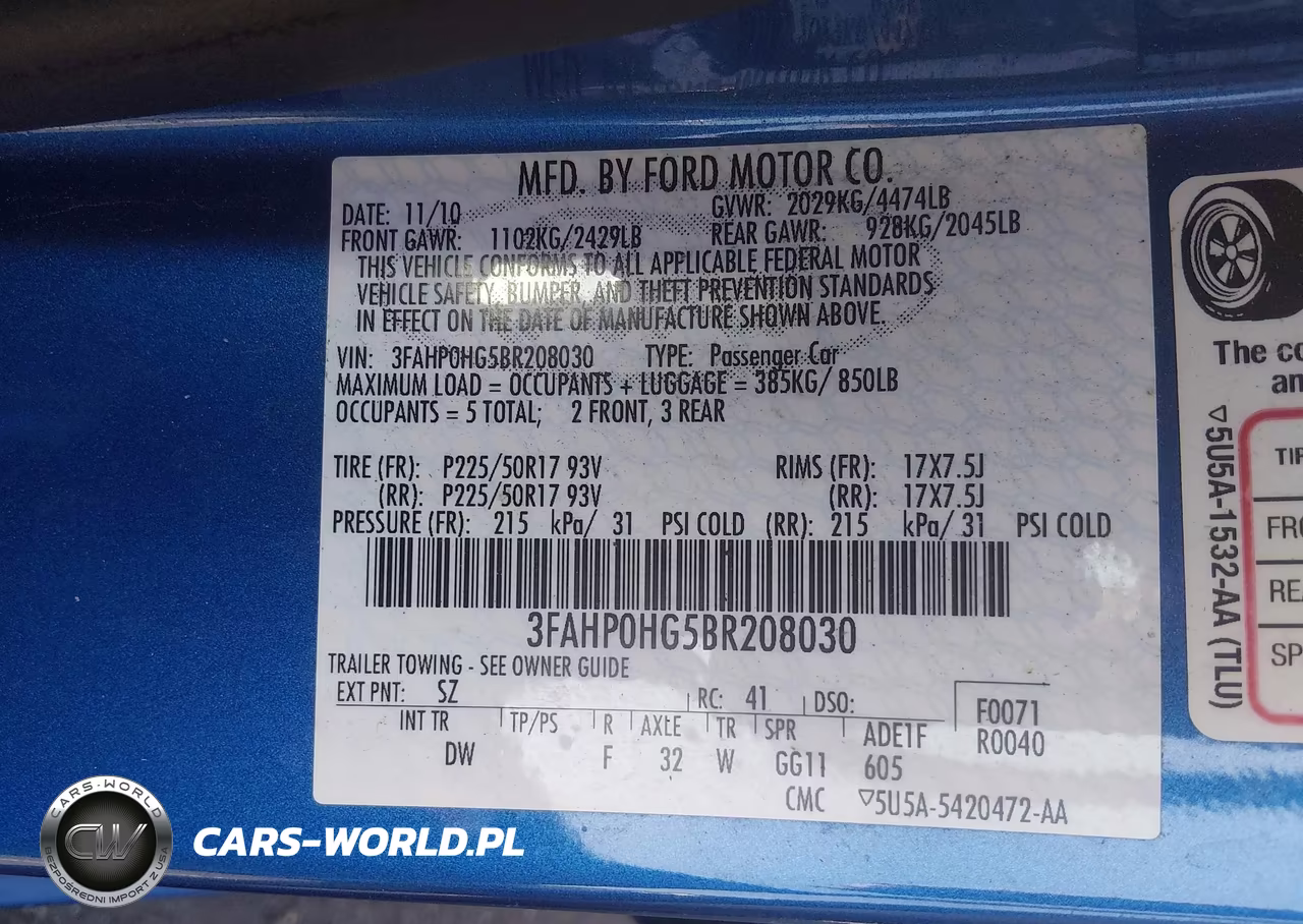 2011 Ford Fusion Se VIN:3FAHP0HG5BR208030 - 9