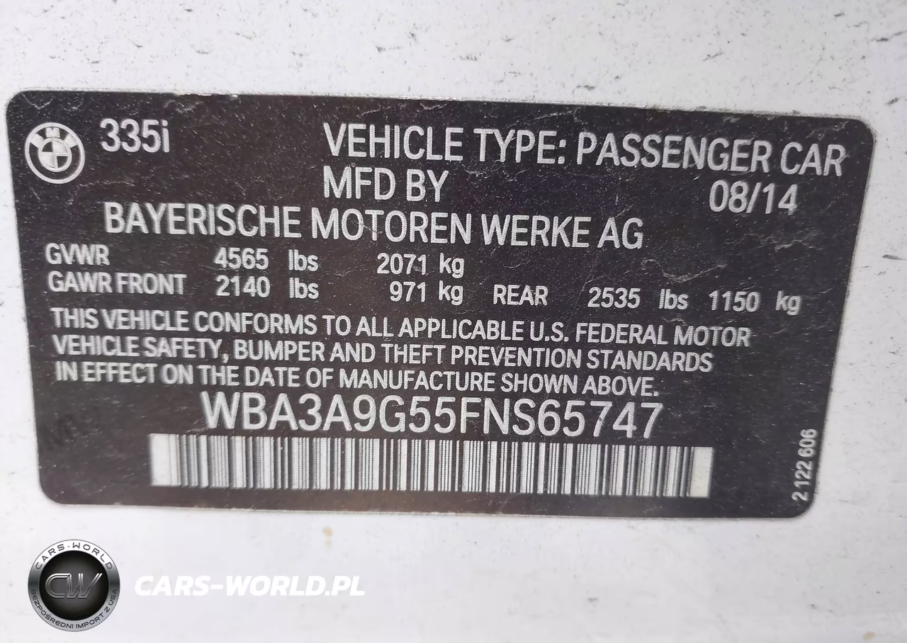 2015 BMW 335I VIN:WBA3A9G55FNS65747 - 9