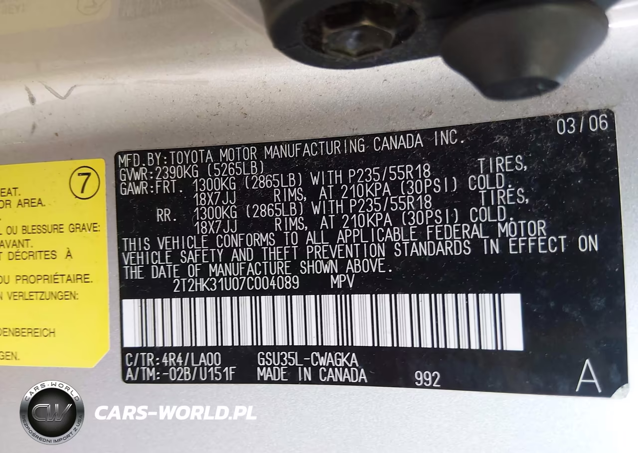 2007 Lexus Rx 350 VIN:2T2HK31U07C004089 - 9
