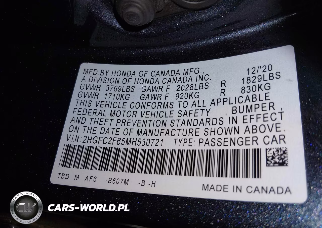 2021 Honda Civic Lx VIN:2HGFC2F65MH530721 - 9