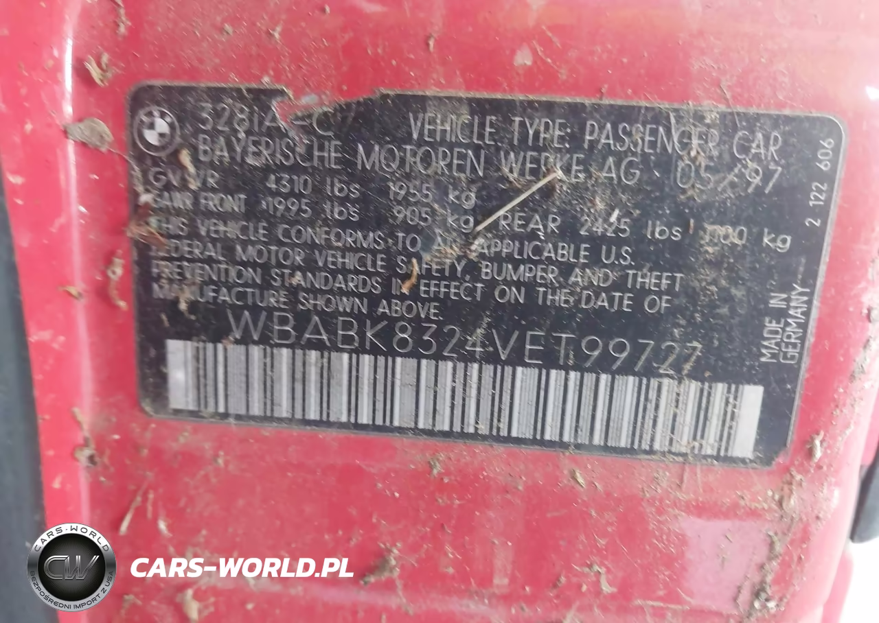 1997 BMW 328Ic VIN:WBABK8324VET99727 - 9