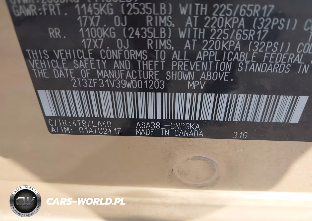 2009 Toyota Rav4 Limited VIN:2T3ZF31V39W001203 - 9
