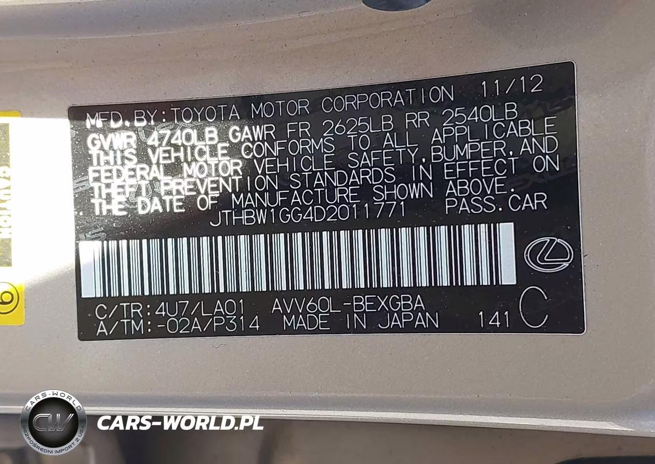 2013 Lexus Es 300H VIN:JTHBW1GG4D2011771 - 9
