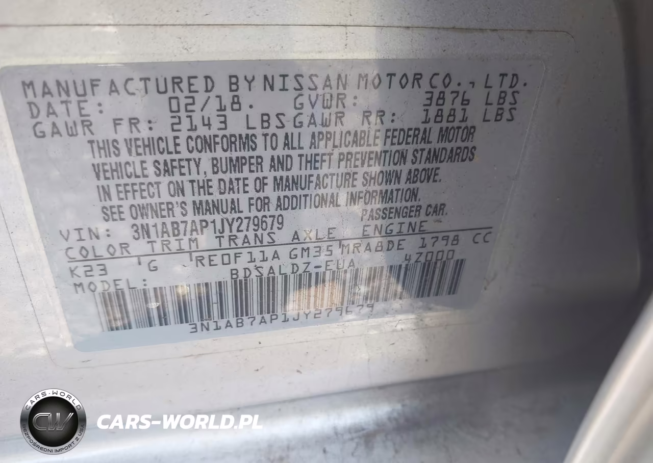 2018 Nissan Sentra Sv VIN:3N1AB7AP1JY279679 - 9