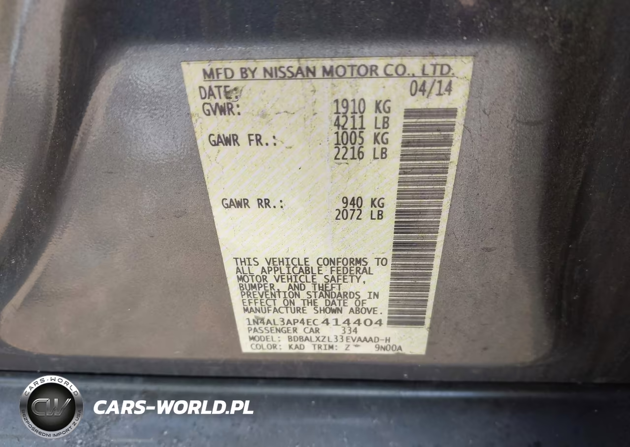 2014 Nissan Altima 2.5 Sl VIN:1N4AL3AP4EC414404 - 9
