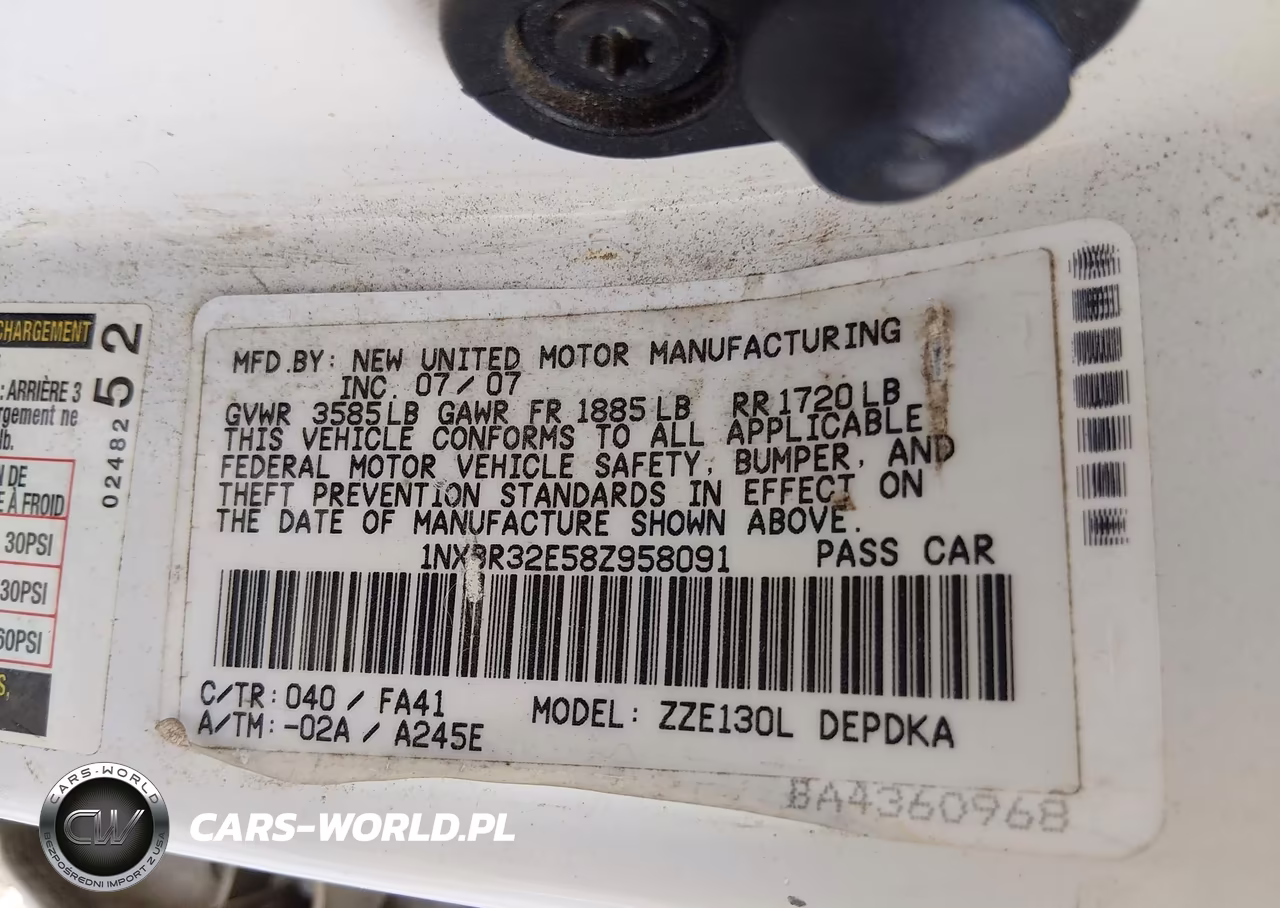 2008 Toyota Corolla Ce VIN:1NXBR32E58Z958091 - 9