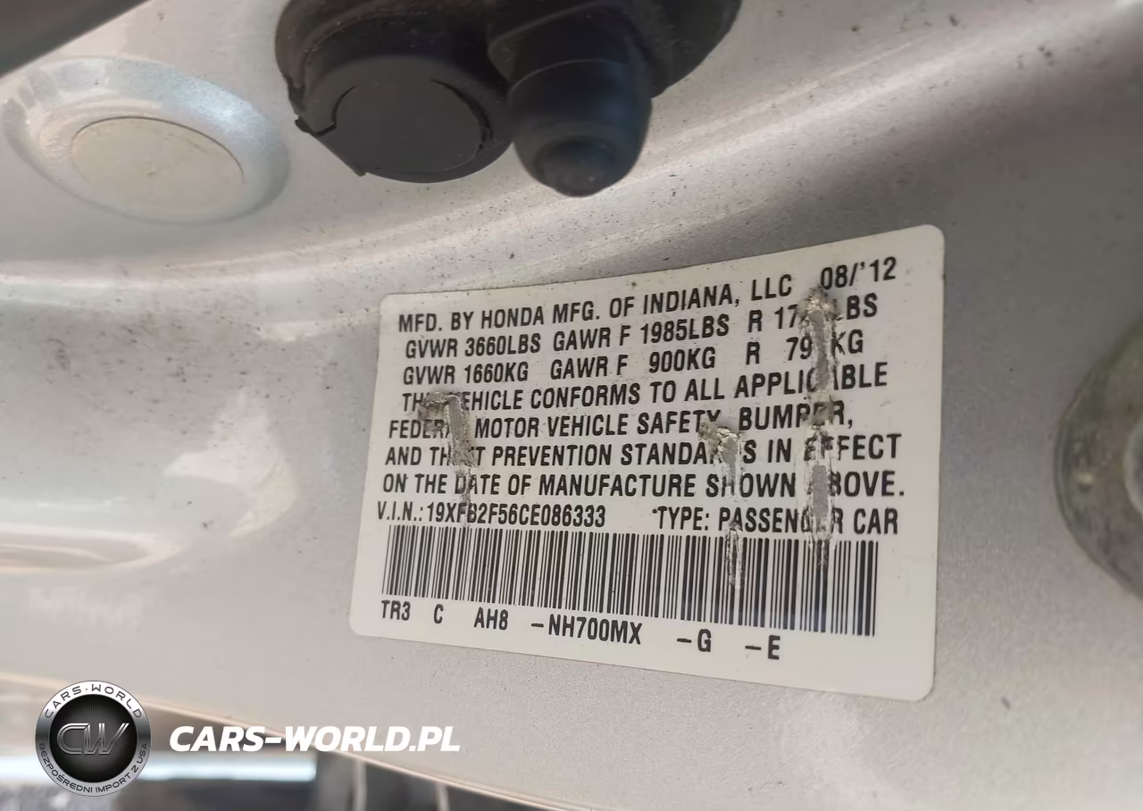 2012 Honda Civic Lx VIN:19XFB2F56CE086333 - 9
