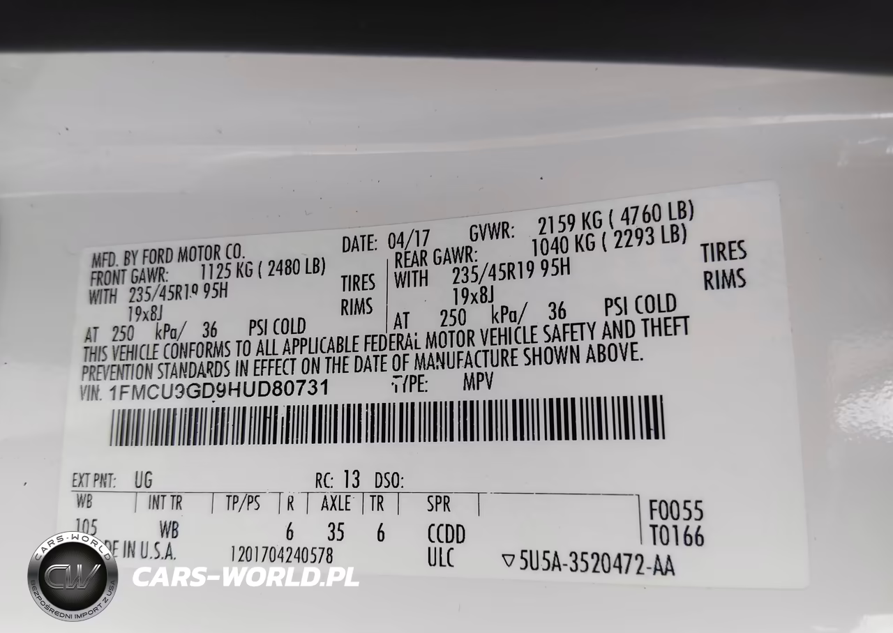 2017 Ford Escape Se VIN:1FMCU9GD9HUD80731 - 9
