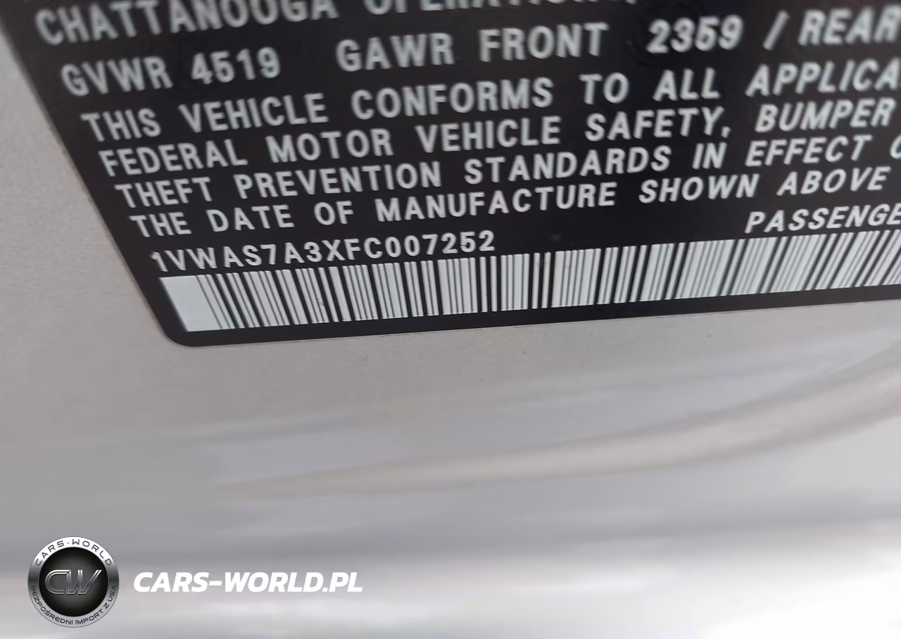 2015 Volkswagen Passat 1.8T Wolfsburg Edition VIN:1VWAS7A3XFC007252 - 9