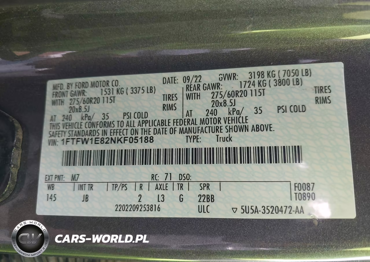 2022 Ford F-150 Xl VIN:1FTFW1E82NKF05188 - 9