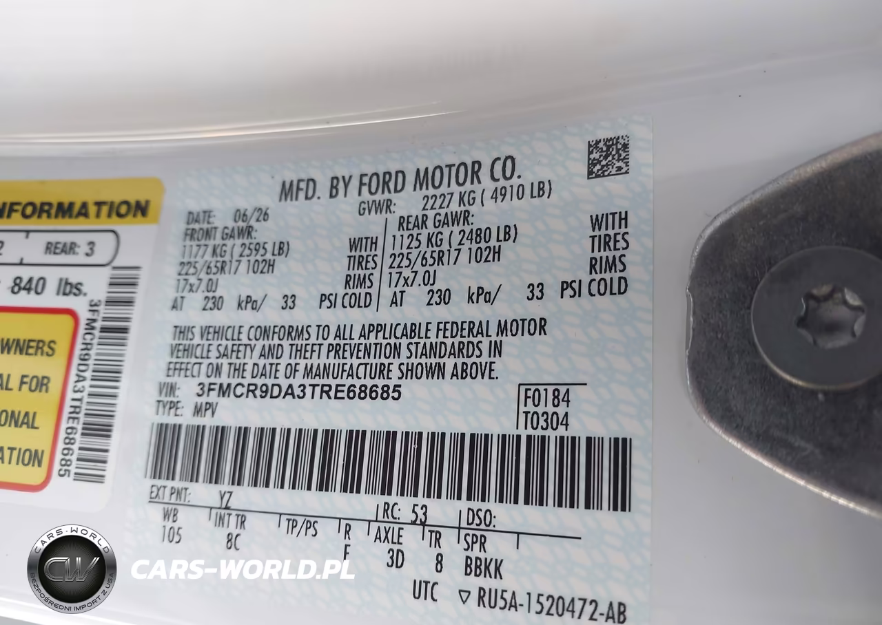 2026 Ford Bronco Sport Badlands VIN:3FMCR9DA3TRE68685 - 9