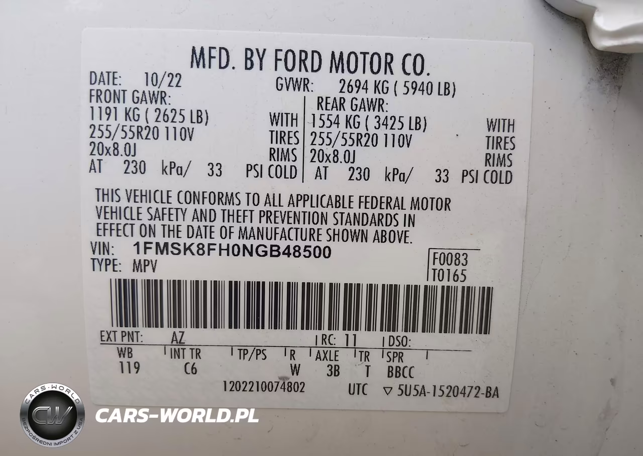 2022 Ford Explorer Limited VIN:1FMSK8FH0NGB48500 - 9