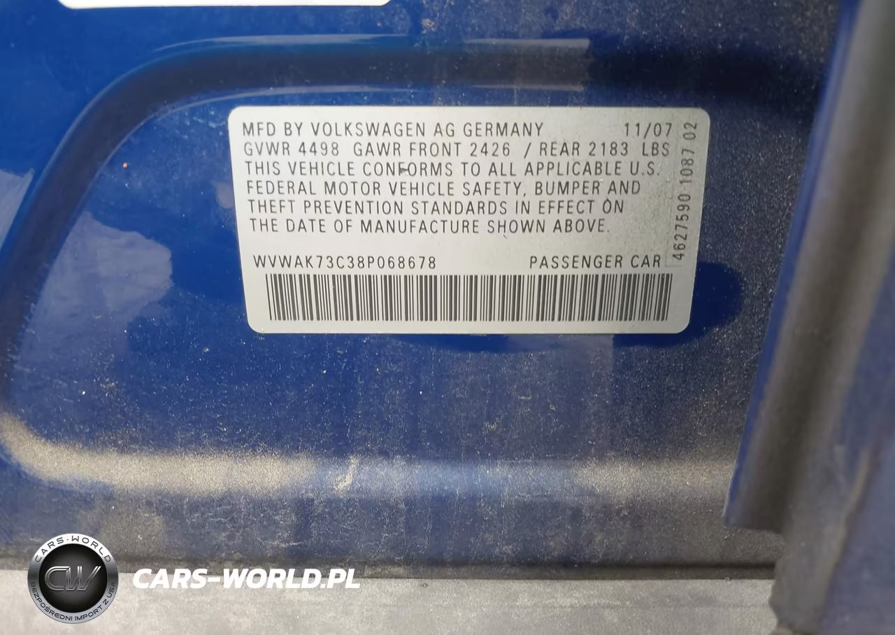 2008 Volkswagen Passat Komfort VIN:WVWAK73C38P068678 - 9