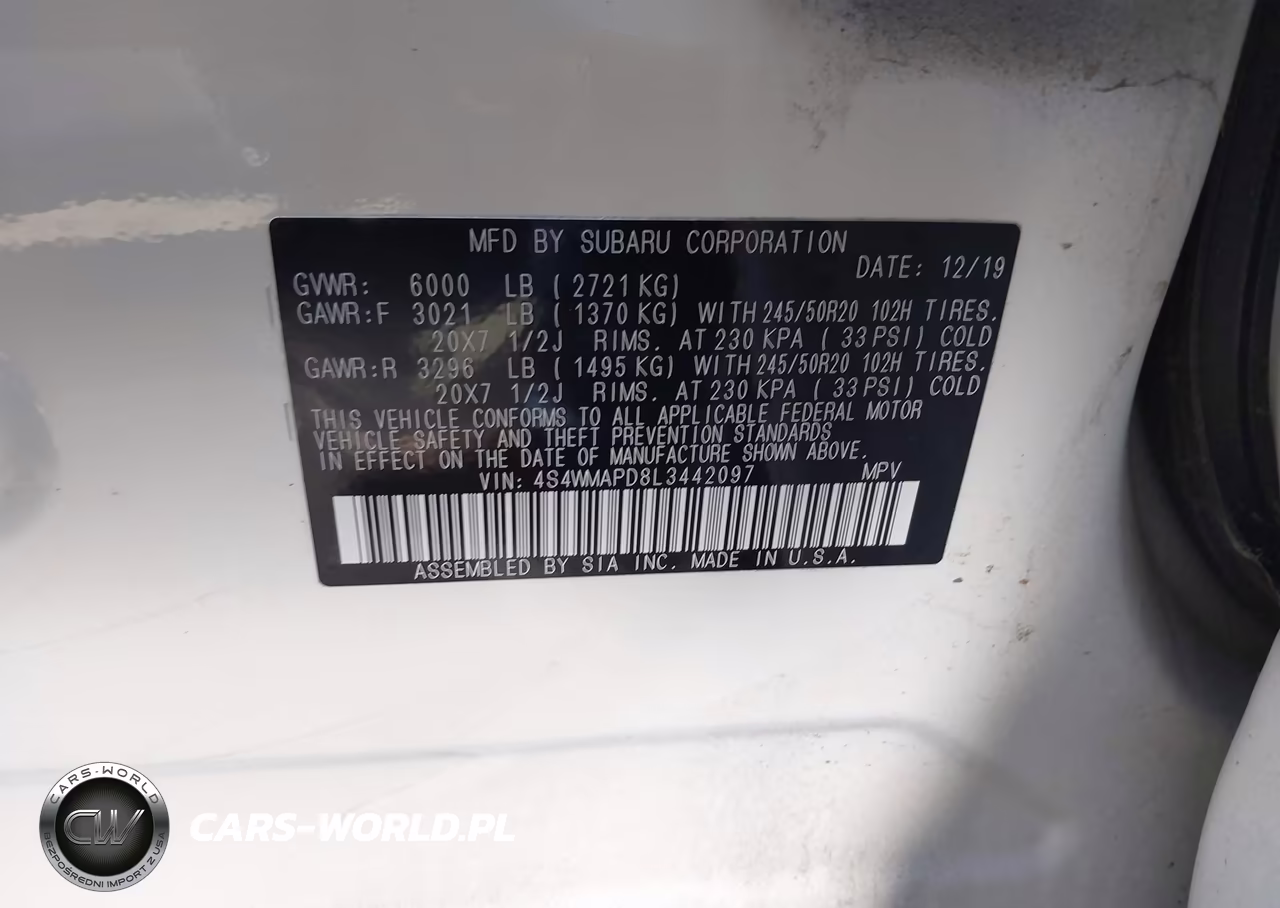 2020 Subaru Ascent Limited VIN:4S4WMAPD8L3442097 - 9