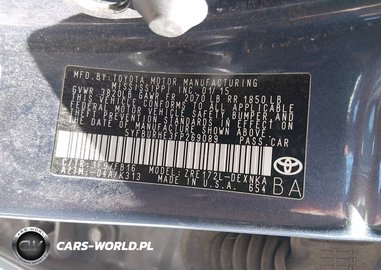 2015 Toyota Corolla Le VIN:5YFBURHE3FP269089 - 9