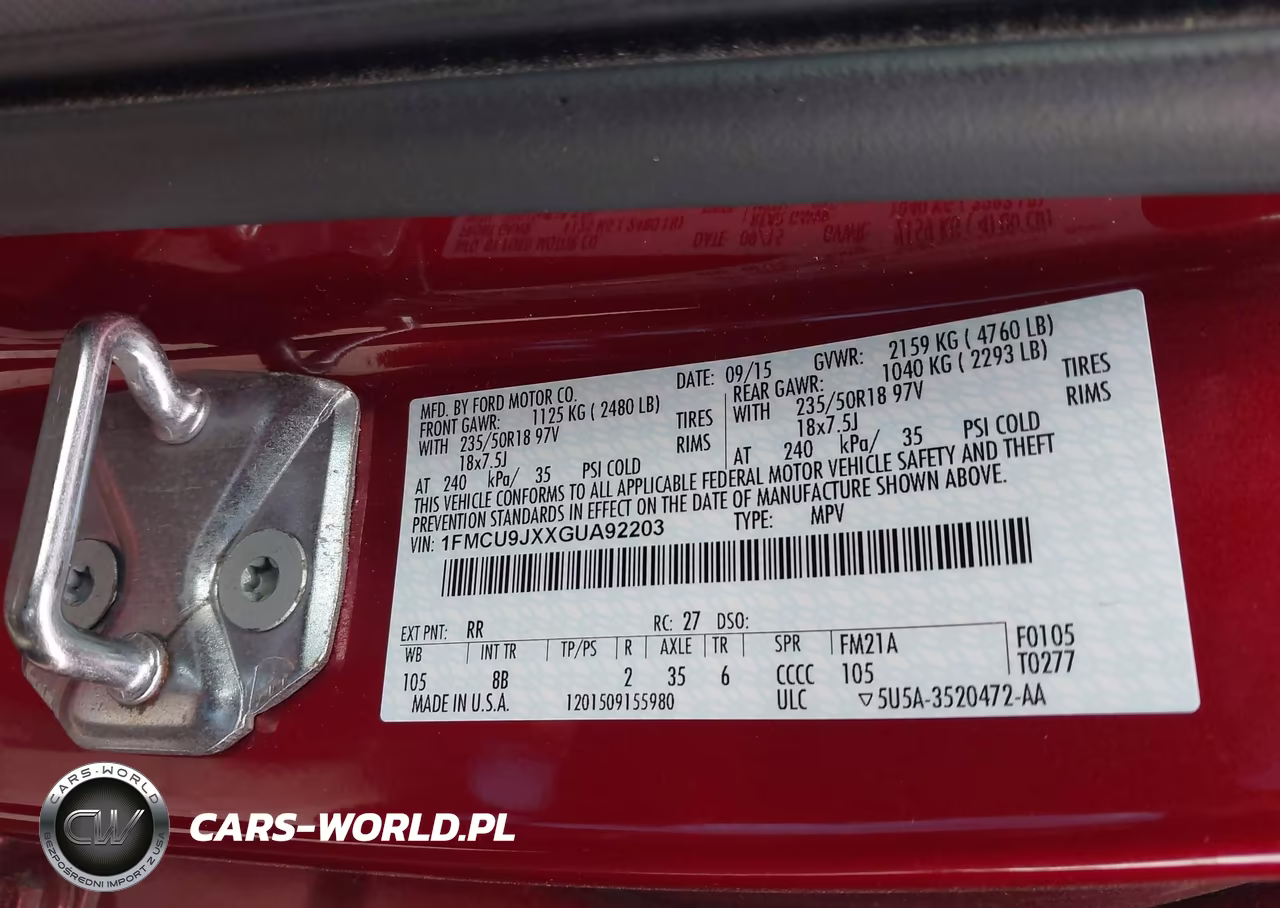 2016 Ford Escape Titanium VIN:1FMCU9JXXGUA92203 - 9