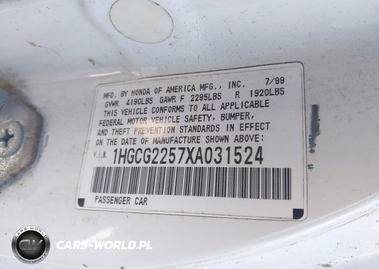 1999 Honda Accord Ex V6 VIN:1HGCG2257XA031524 - 9