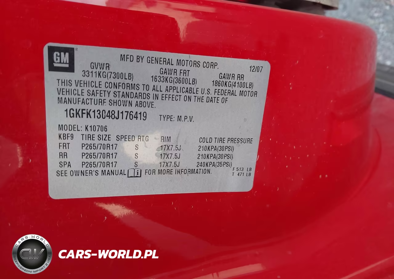 2008 GMC Yukon Slt VIN:1GKFK13048J176419 - 9