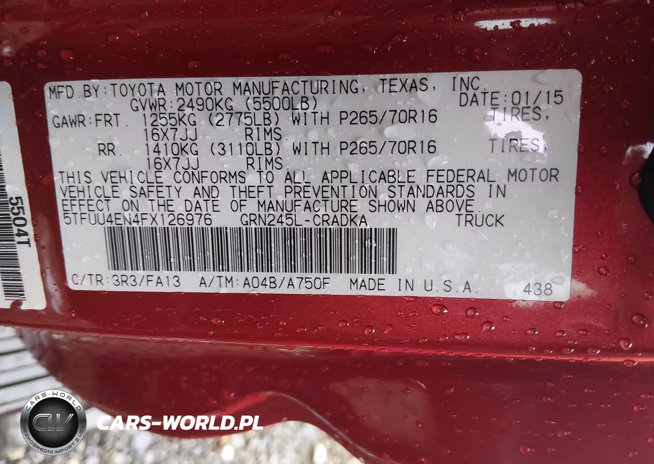 2015 Toyota Tacoma Base V6 VIN:5TFUU4EN4FX126976 - 9