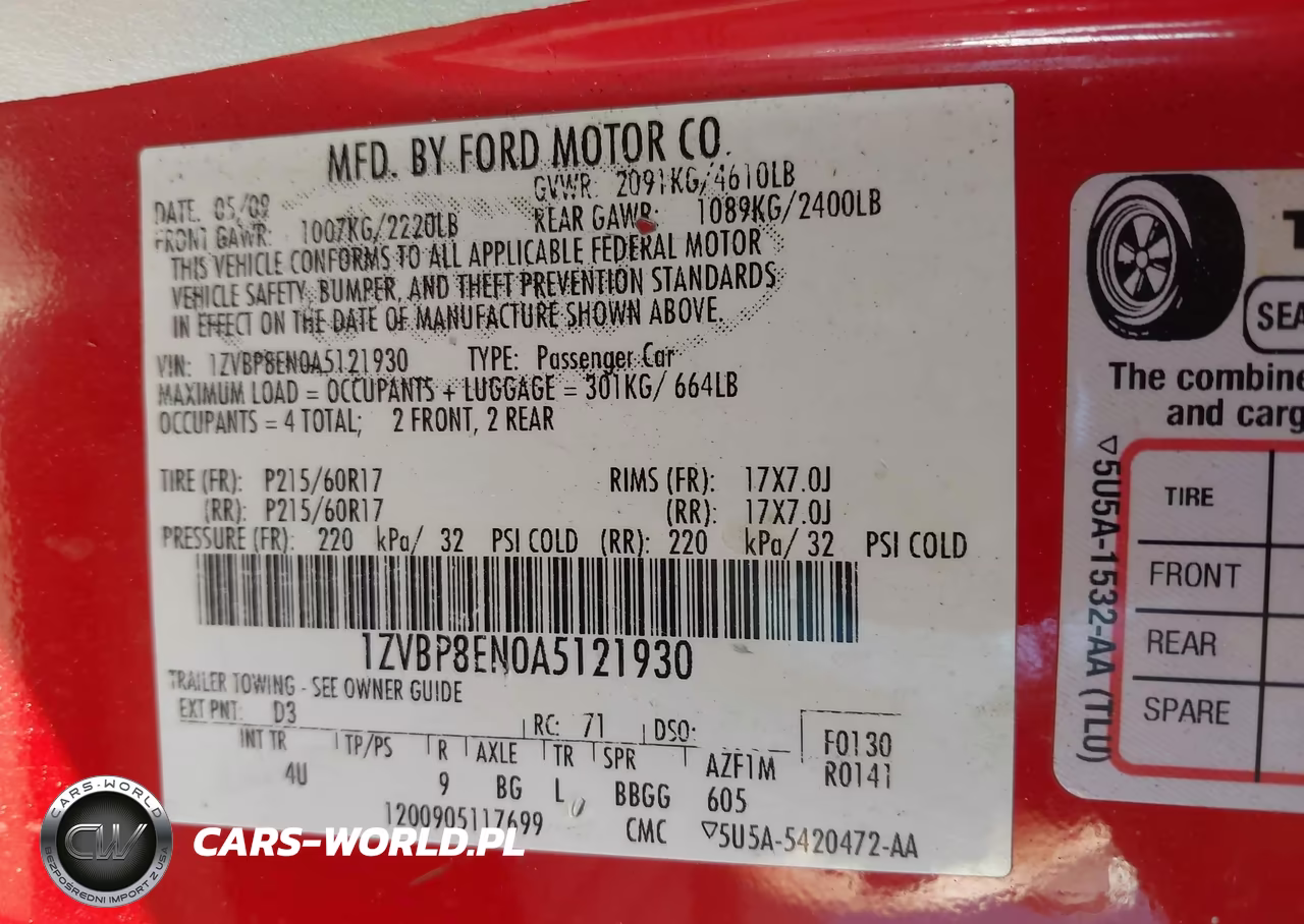 2010 Ford Mustang V6-V6 Premium VIN:1ZVBP8EN0A5121930 - 9