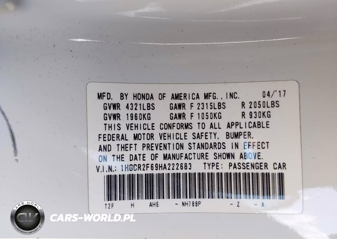 2017 Honda Accord Sport VIN:1HGCR2F69HA222683 - 9
