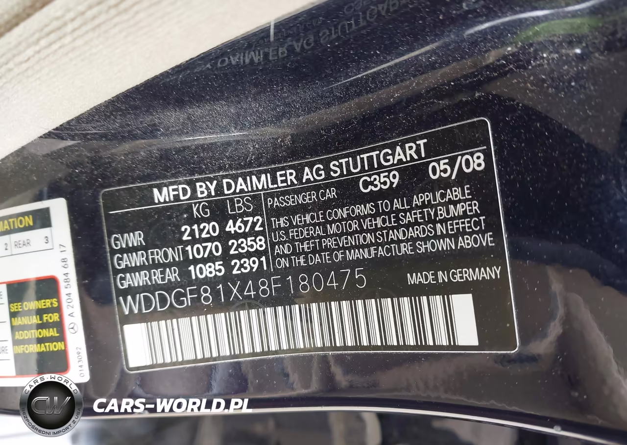 2008 Mercedes-Benz C 300 Luxury 4Matic-Sport 4Matic VIN:WDDGF81X48F180475 - 9