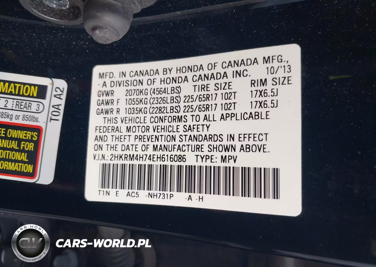 2014 Honda Cr-V Ex-L VIN:2HKRM4H74EH616086 - 9