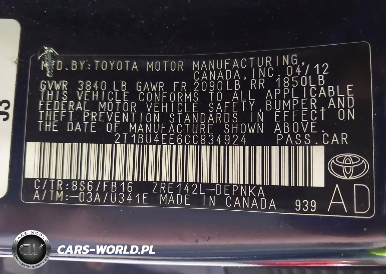 2012 Toyota Corolla Le VIN:2T1BU4EE6CC834924 - 9