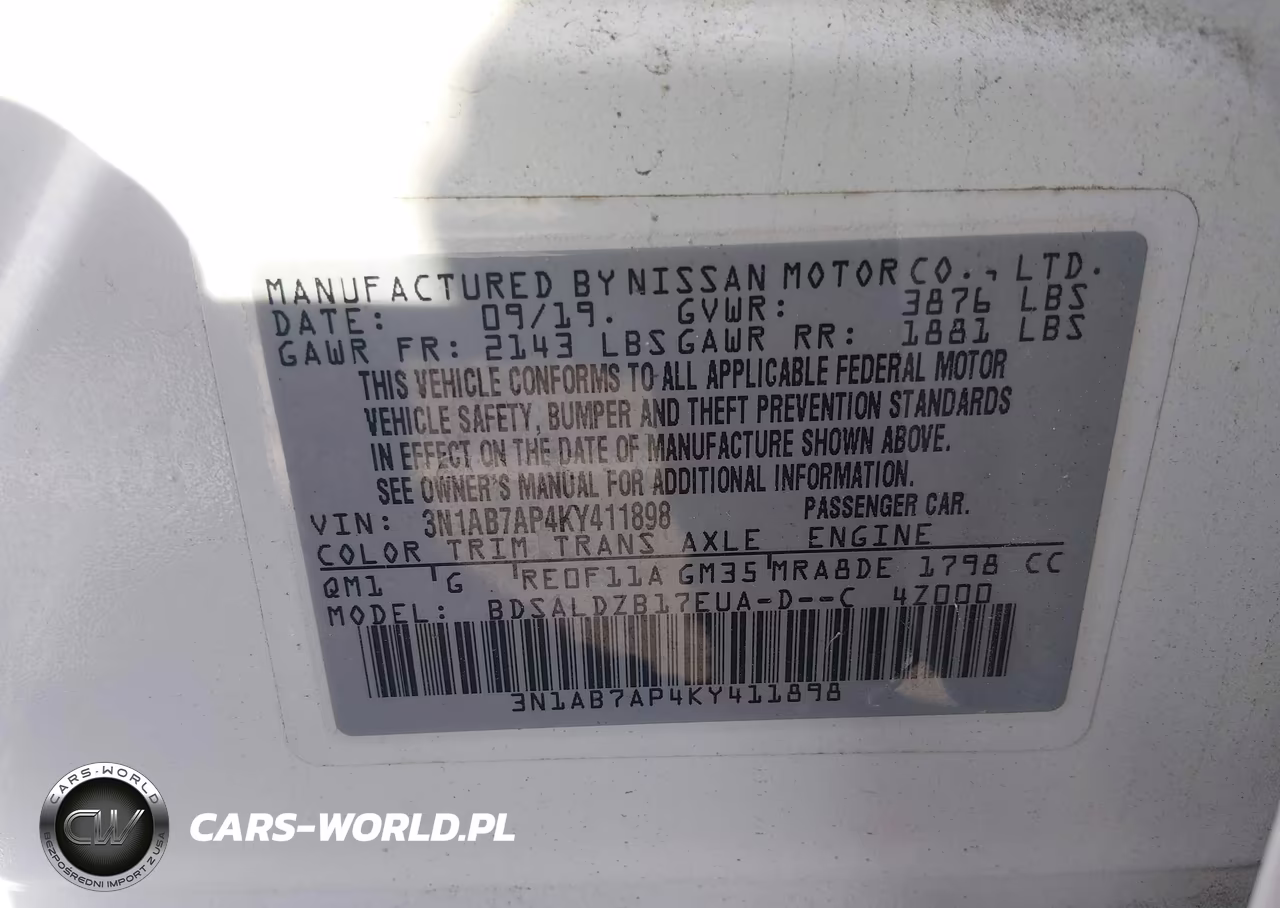2019 Nissan Sentra Sv VIN:3N1AB7AP4KY411898 - 9