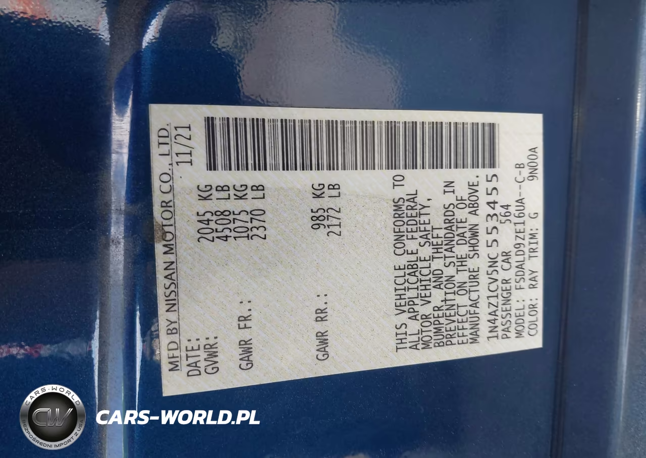 2022 Nissan Leaf Sv VIN:1N4AZ1CV5NC553455 - 9