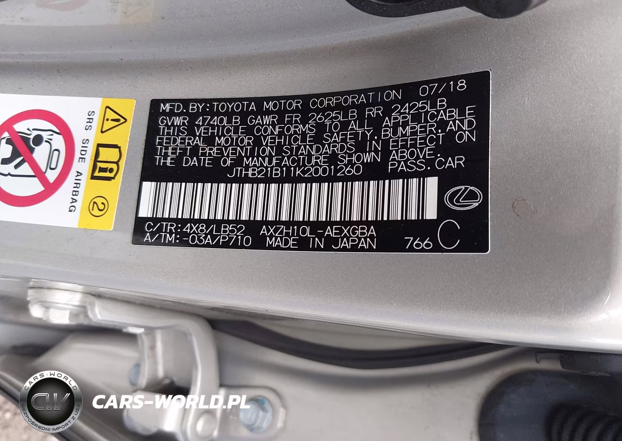 2019 Lexus Es 300H Luxury VIN:JTHB21B11K2001260 - 9