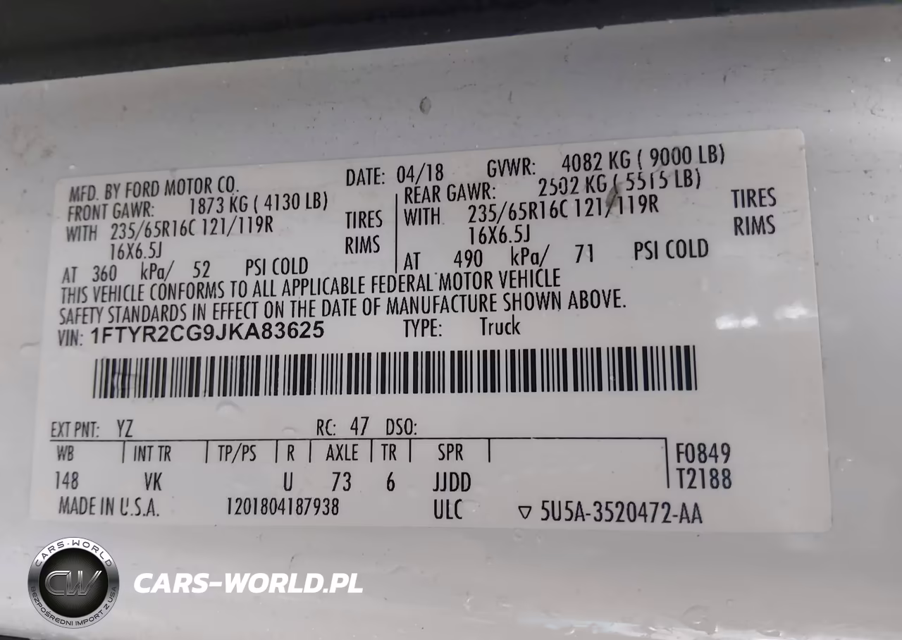 2018 Ford Transit-250 VIN:1FTYR2CG9JKA83625 - 9