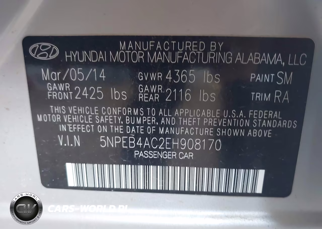 2014 Hyundai Sonata Gls VIN:5NPEB4AC2EH908170 - 9