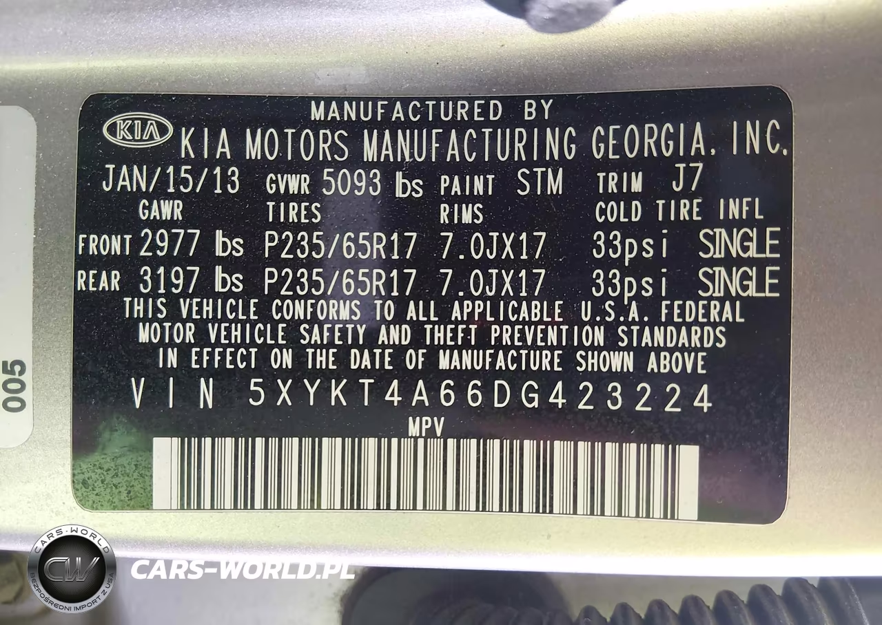 2013 Kia Sorento Lx VIN:5XYKT4A66DG423224 - 9